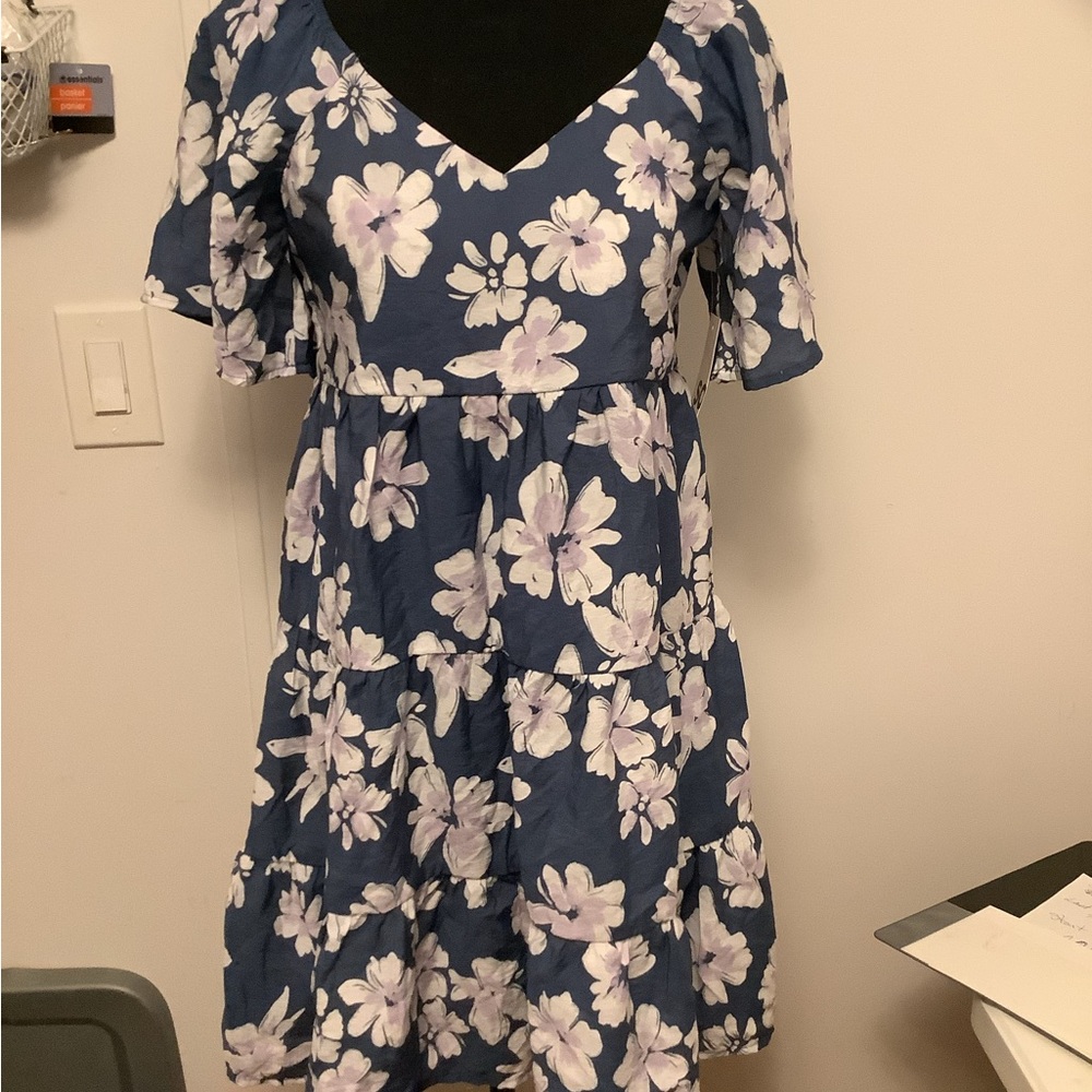Floral Maxi Dress in Blue and Purple